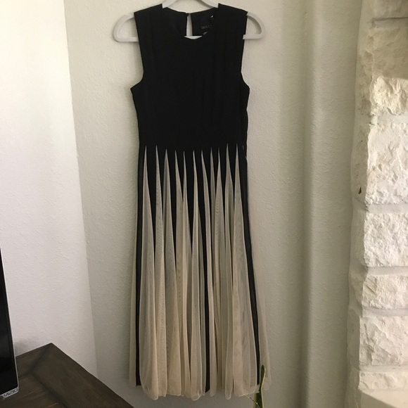 ASOS Dresses & Skirts - ASOS Tall Dress Sleeveless Black Nude Mesh Pleats